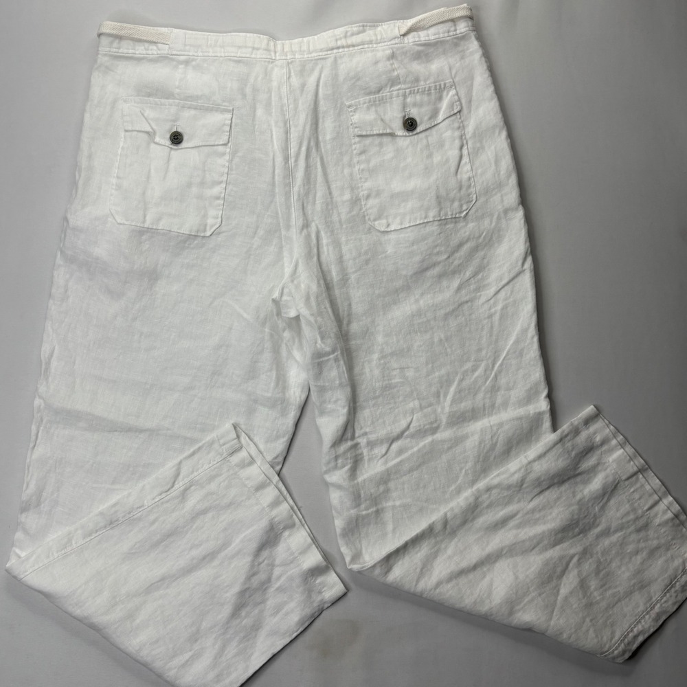 Tasso Elba Island Pants Men's 34 White 100% Linen Drawstring Straight Leg Beach - Picture 7 of 13